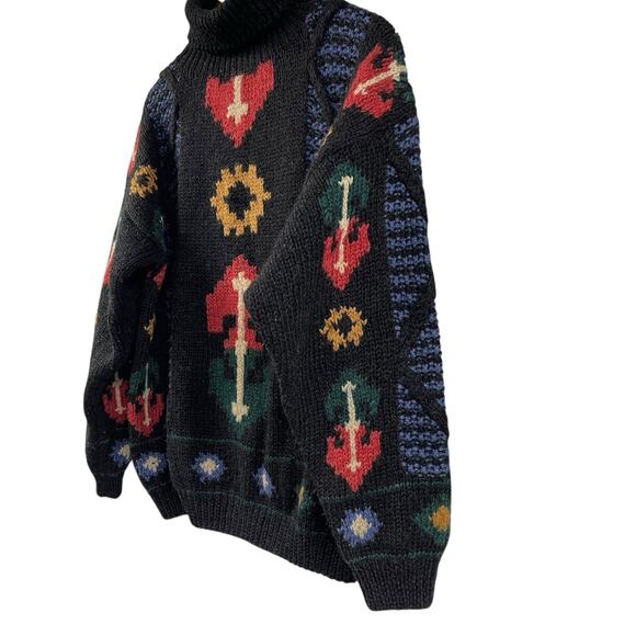 Boston Traders Turtleneck Sweater Pullover Vintage Hand Knitted 100% Wool M - Picture 2 of 7
